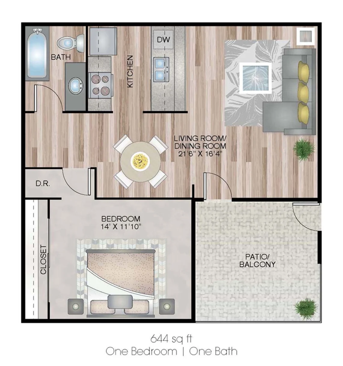 1×1 3D Floor plan rendering