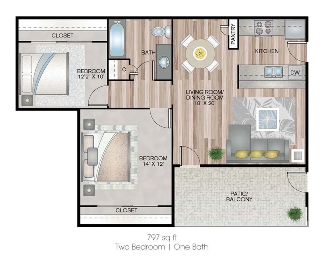 2×1 3D Floor plan rendering