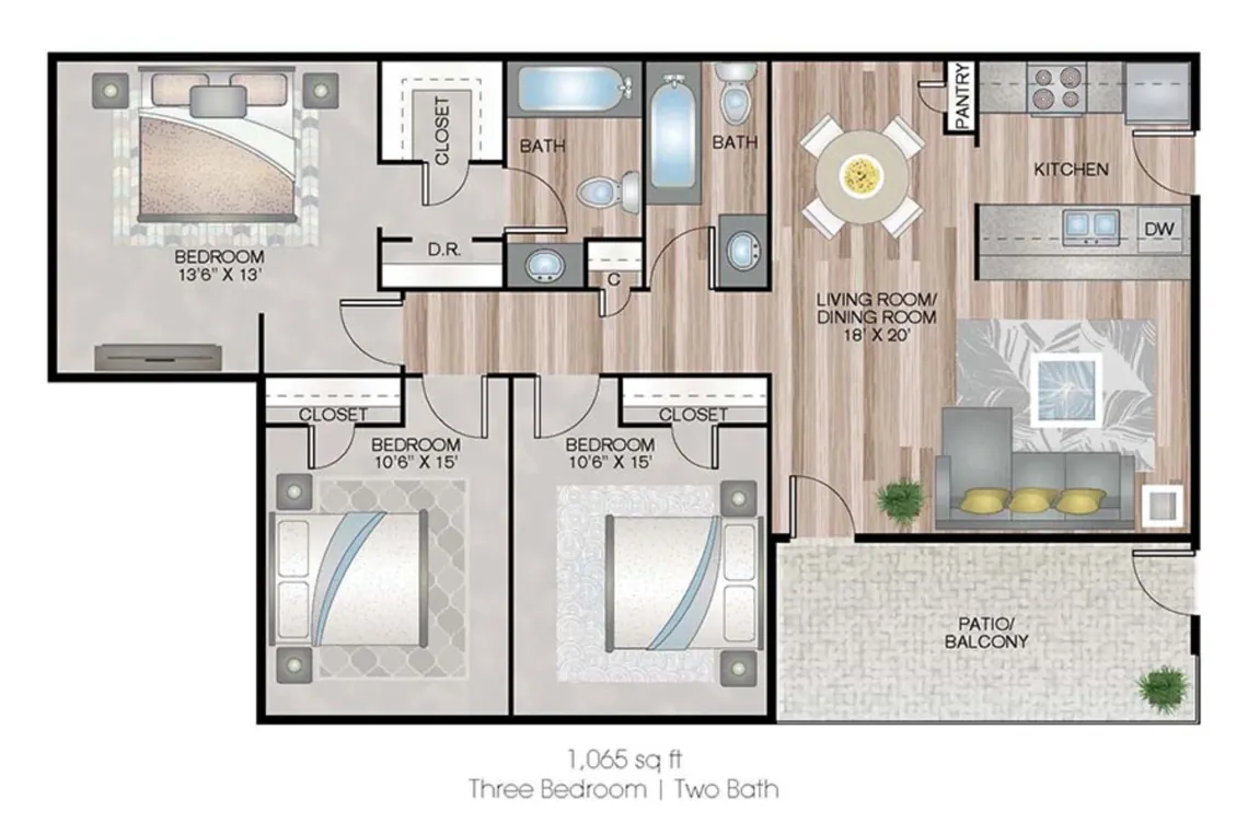 3×2 3D Floor plan rendering